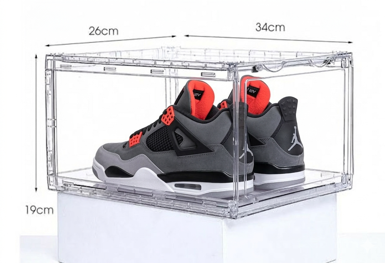 קופסאות אחסון שקופות (8 יח') פתיחה צרה