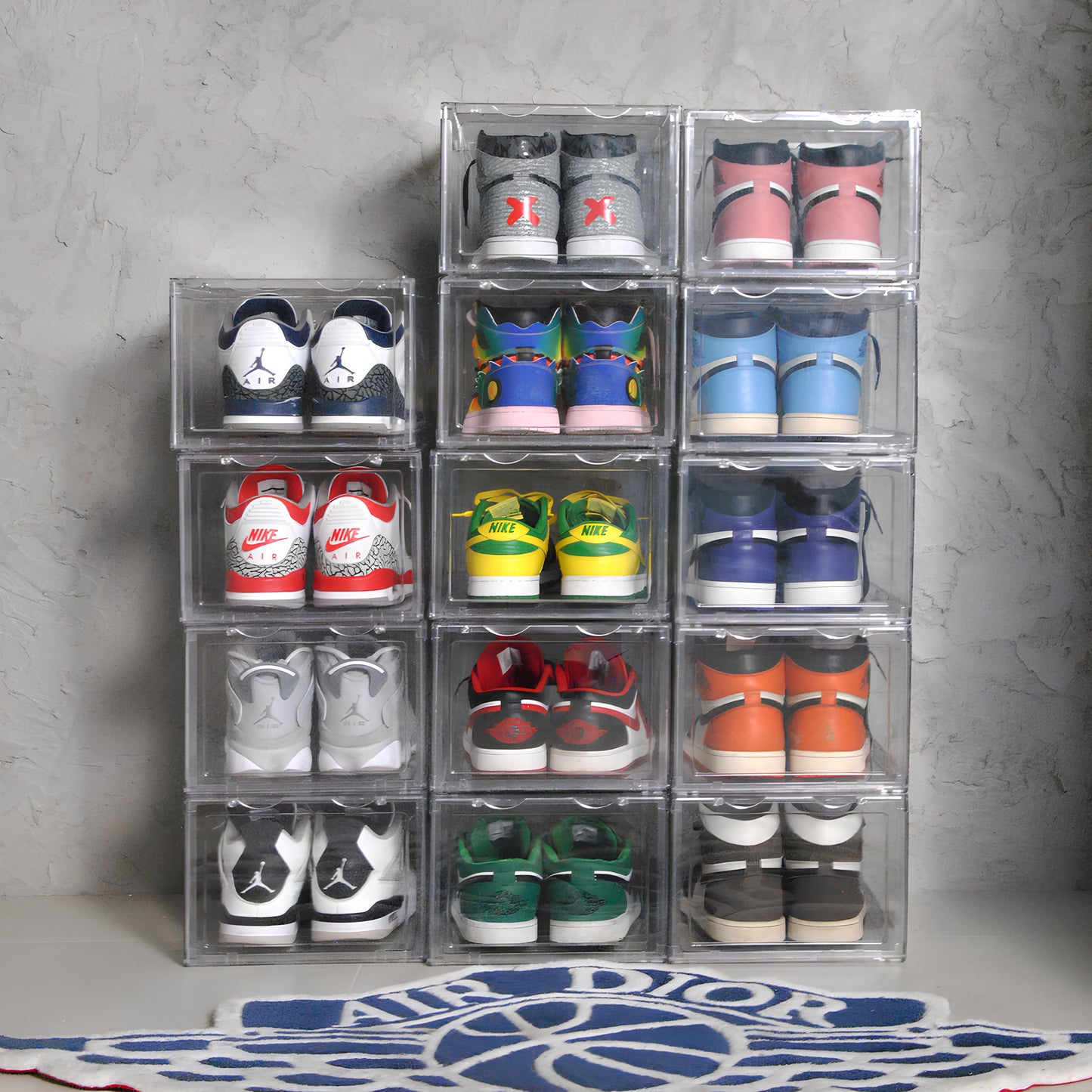 קופסאות אחסון שקופות (8 יח') פתיחה צרה